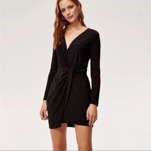 BABATON Jeff Twist Front Wrap Style Jersey Comfy LBD Midi Dress